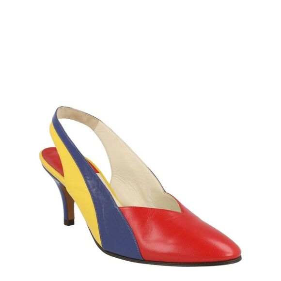 Ferragamo Partenope  Archive Limited Edition 1980's Slingback Pumps Color Block - Picture 2 of 6